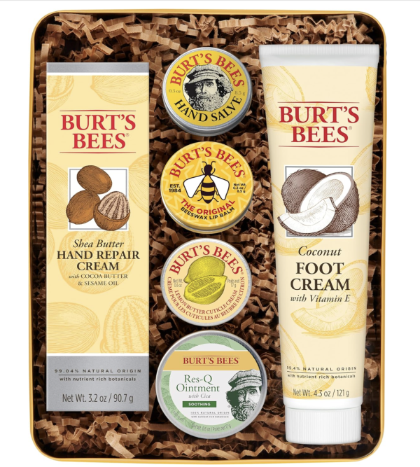 Burt's Bees Gifts Ideas - Classics Set, 6 Products in Giftable Tin – Cuticle Cream, Hand Salve, Lip Balm, Res-Q Ointment, Hand Repair and Foot Cream